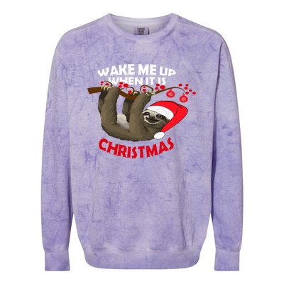 Wake Me Up When ItS Christmas Cute Sloth Design Features Cute Gift Colorblast Crewneck Sweatshirt