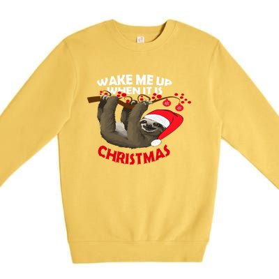 Wake Me Up When ItS Christmas Cute Sloth Design Features Cute Gift Premium Crewneck Sweatshirt