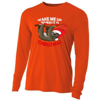 Wake Me Up When ItS Christmas Cute Sloth Design Features Cute Gift Cooling Performance Long Sleeve Crew