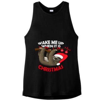 Wake Me Up When ItS Christmas Cute Sloth Design Features Cute Gift Ladies PosiCharge Tri-Blend Wicking Tank