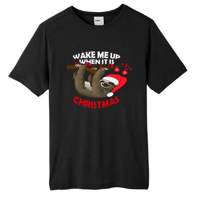 Wake Me Up When ItS Christmas Cute Sloth Design Features Cute Gift Tall Fusion ChromaSoft Performance T-Shirt