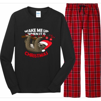 Wake Me Up When ItS Christmas Cute Sloth Design Features Cute Gift Long Sleeve Pajama Set