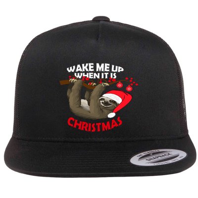 Wake Me Up When ItS Christmas Cute Sloth Design Features Cute Gift Flatbill Hat