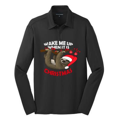 Wake Me Up When ItS Christmas Cute Sloth Design Features Cute Gift Silk Touch Performance Long Sleeve Polo