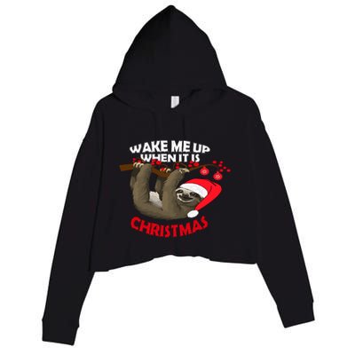 Wake Me Up When ItS Christmas Cute Sloth Design Features Cute Gift Crop Fleece Hoodie