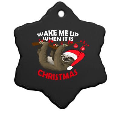 Wake Me Up When ItS Christmas Cute Sloth Design Features Cute Gift Ceramic Star Ornament