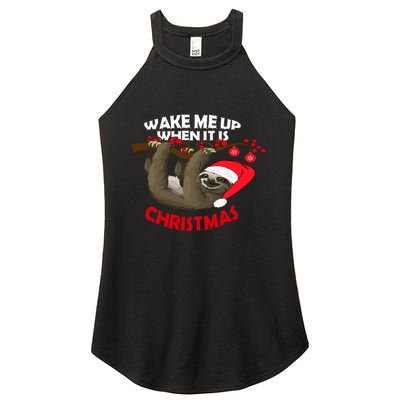 Wake Me Up When ItS Christmas Cute Sloth Design Features Cute Gift Women's Perfect Tri Rocker Tank