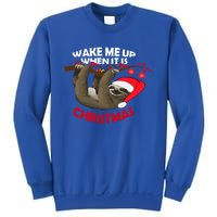 Wake Me Up When ItS Christmas Cute Sloth Design Features Cute Gift Sweatshirt