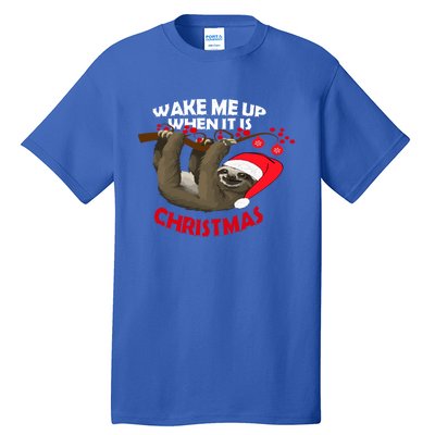 Wake Me Up When ItS Christmas Cute Sloth Design Features Cute Gift Tall T-Shirt