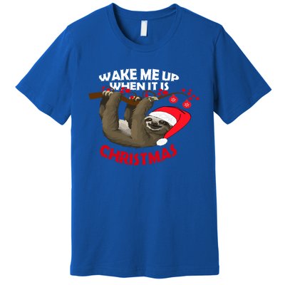 Wake Me Up When ItS Christmas Cute Sloth Design Features Cute Gift Premium T-Shirt