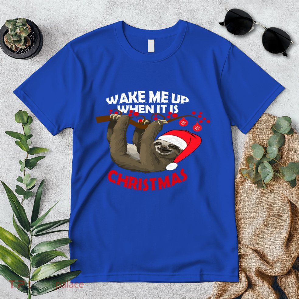 Wake Me Up When ItS Christmas Cute Sloth Design Features Cute Gift Premium T-Shirt