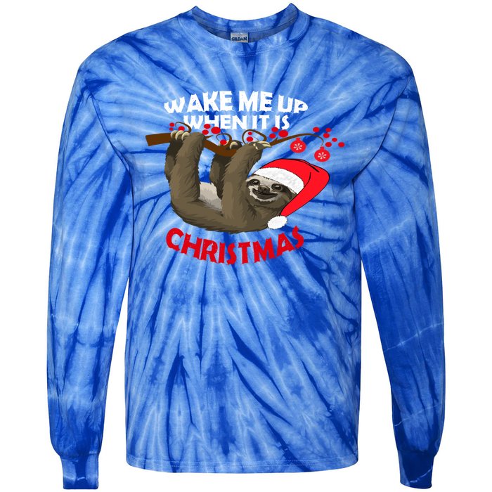 Wake Me Up When ItS Christmas Cute Sloth Design Features Cute Gift Tie-Dye Long Sleeve Shirt