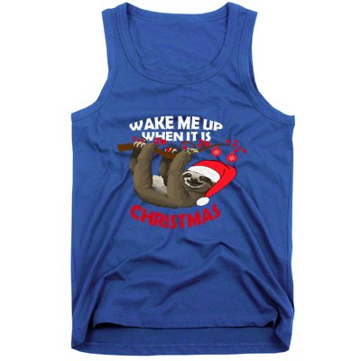 Wake Me Up When ItS Christmas Cute Sloth Design Features Cute Gift Tank Top