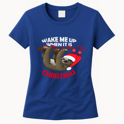Wake Me Up When ItS Christmas Cute Sloth Design Features Cute Gift Womens T-Shirt