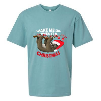 Wake Me Up When ItS Christmas Cute Sloth Design Features Cute Gift Sueded Cloud Jersey T-Shirt