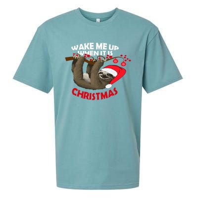 Wake Me Up When ItS Christmas Cute Sloth Design Features Cute Gift Sueded Cloud Jersey T-Shirt