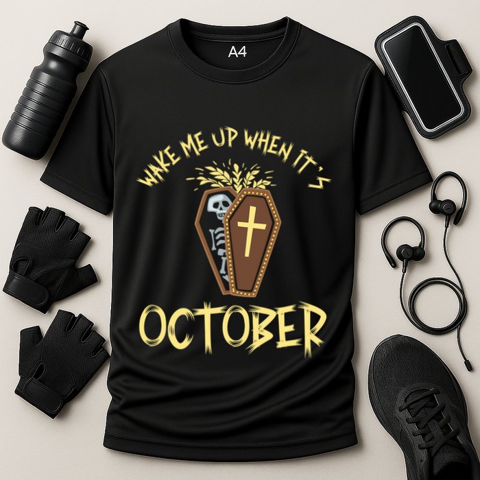 Wake Me Up When It´S October Cute Gift Cooling Performance Crew T-Shirt