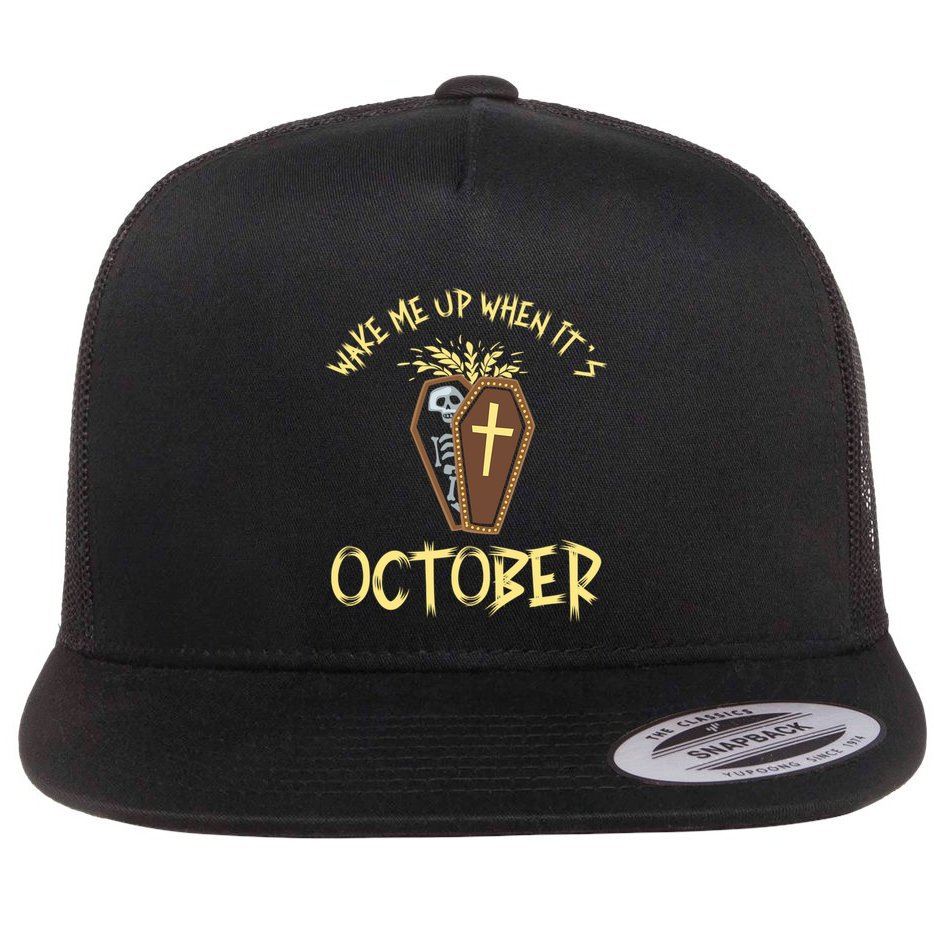 Wake Me Up When It´S October Cute Gift Flat Bill Trucker Hat