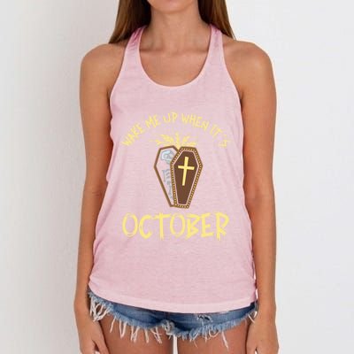 Wake Me Up When It´S October Cute Gift Women's Knotted Racerback Tank