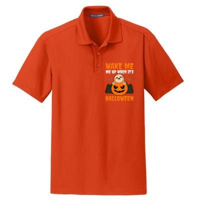 Wake Me Up When It's Design Halloween Sloth Gift Dry Zone Grid Polo