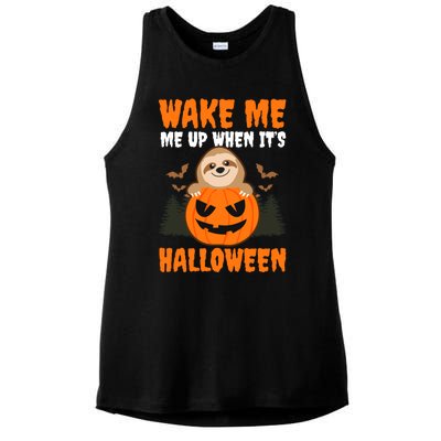 Wake Me Up When It's Design Halloween Sloth Gift Ladies PosiCharge Tri-Blend Wicking Tank