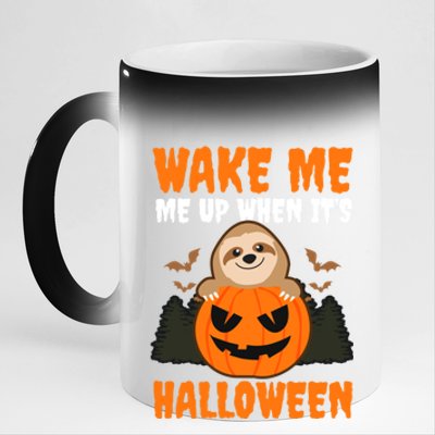 Wake Me Up When It's Design Halloween Sloth Gift 11oz Black Color Changing Mug