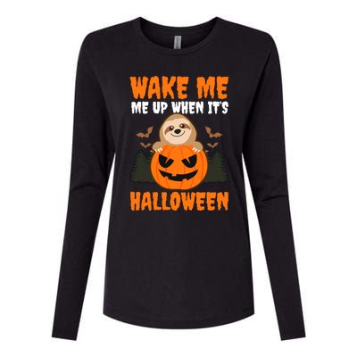 Wake Me Up When It's Design Halloween Sloth Gift Womens Cotton Relaxed Long Sleeve T-Shirt