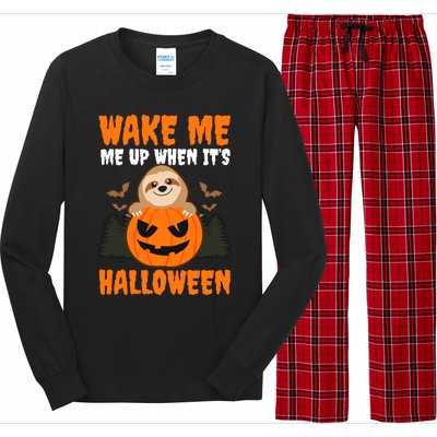 Wake Me Up When It's Design Halloween Sloth Gift Long Sleeve Pajama Set