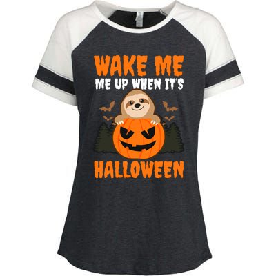 Wake Me Up When It's Design Halloween Sloth Gift Enza Ladies Jersey Colorblock Tee