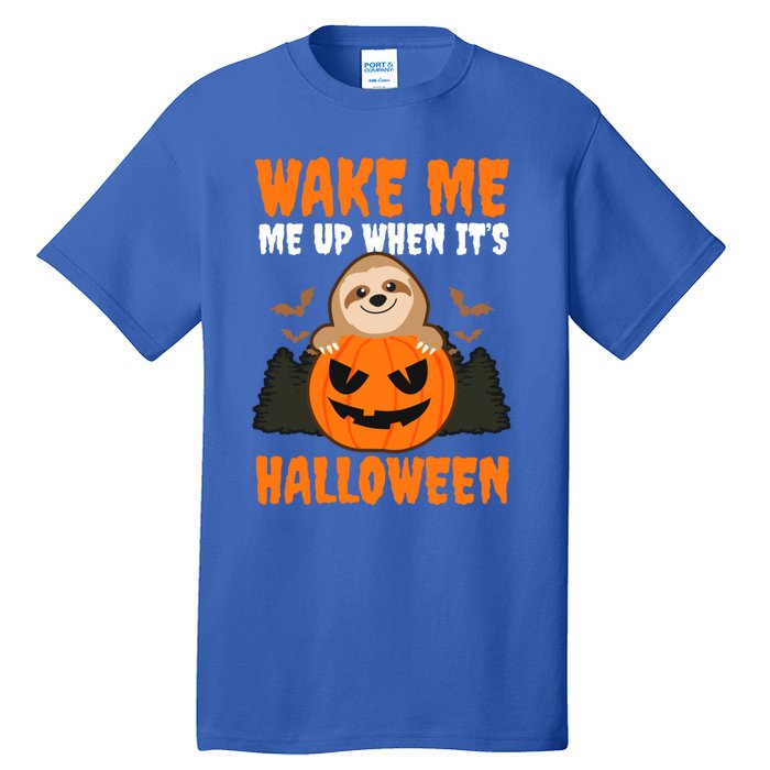 Wake Me Up When It's Design Halloween Sloth Gift Tall T-Shirt