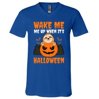 Wake Me Up When It's Design Halloween Sloth Gift V-Neck T-Shirt