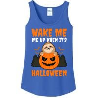 Wake Me Up When It's Design Halloween Sloth Gift Ladies Essential Tank