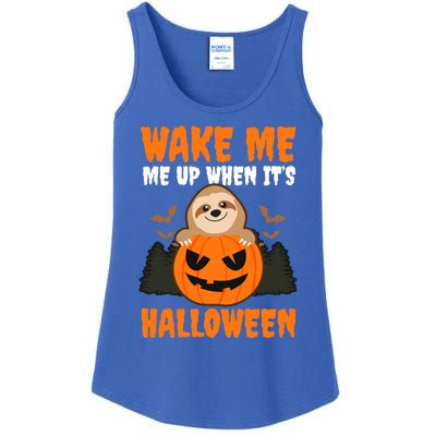 Wake Me Up When It's Design Halloween Sloth Gift Ladies Essential Tank