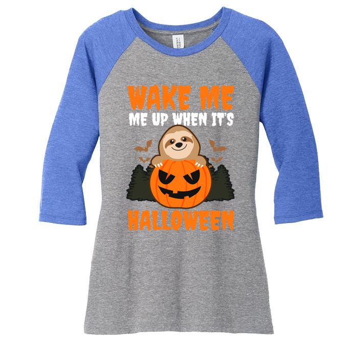 Wake Me Up When It's Design Halloween Sloth Gift Women's Tri-Blend 3/4-Sleeve Raglan Shirt