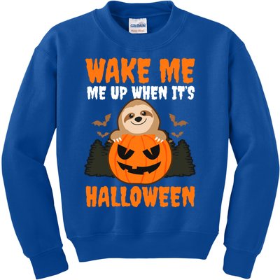 Wake Me Up When It's Design Halloween Sloth Gift Kids Sweatshirt