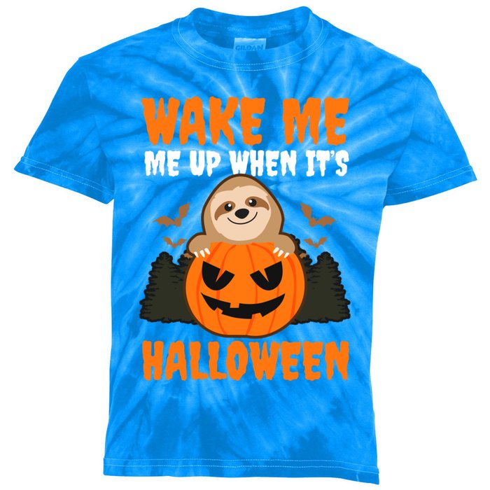 Wake Me Up When It's Design Halloween Sloth Gift Kids Tie-Dye T-Shirt