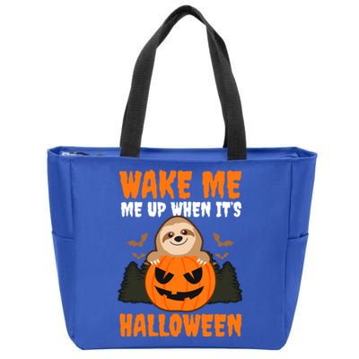 Wake Me Up When It's Design Halloween Sloth Gift Zip Tote Bag