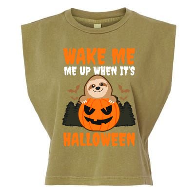 Wake Me Up When It's Design Halloween Sloth Gift Garment-Dyed Women's Muscle Tee