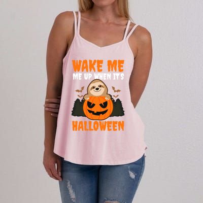 Wake Me Up When It's Design Halloween Sloth Gift Women's Strappy Tank