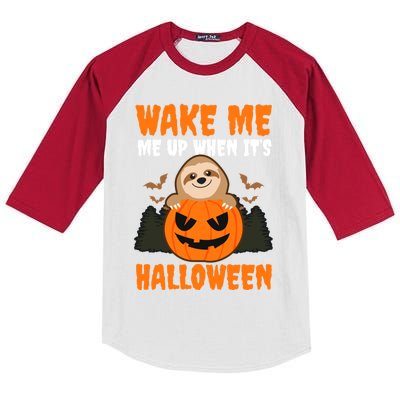 Wake Me Up When It's Design Halloween Sloth Gift Kids Colorblock Raglan Jersey