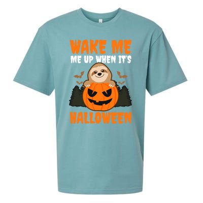 Wake Me Up When It's Design Halloween Sloth Gift Sueded Cloud Jersey T-Shirt