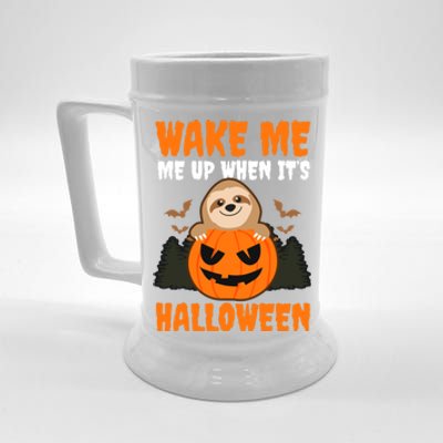 Wake Me Up When It's Design Halloween Sloth Gift Beer Stein