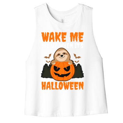 Wake Me Up When It's Design Halloween Sloth Gift Women's Racerback Cropped Tank