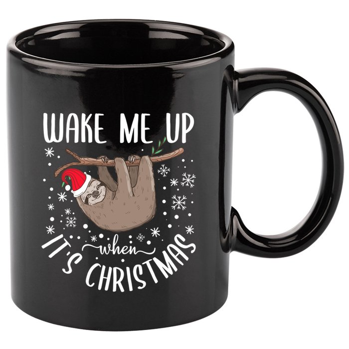 Wake Me Up When ItS Christmas Funny Sloth Xmas Gift 11oz C Handle Ceramic Mug