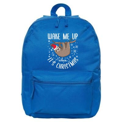 Wake Me Up When ItS Christmas Funny Sloth Xmas Gift 16 in Basic Backpack