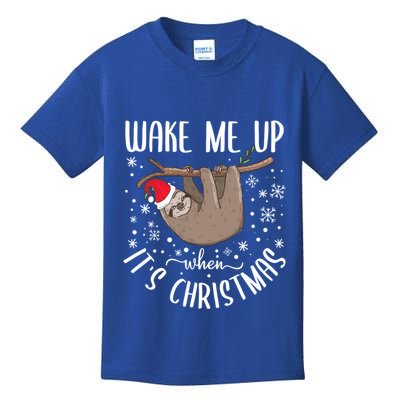 Wake Me Up When ItS Christmas Funny Sloth Xmas Gift Kids T-Shirt