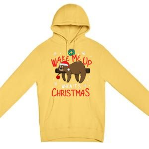 Wake Me Up When ItS Christmas Holiday Sloth Xmas Gift Great Gift Premium Pullover Hoodie