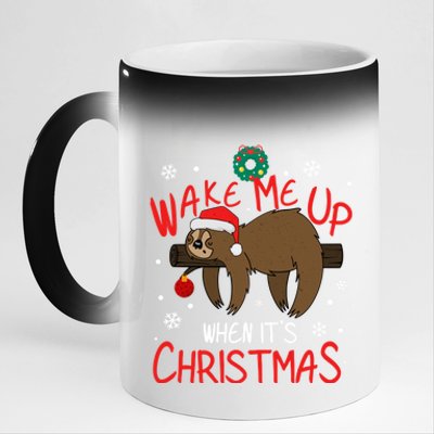 Wake Me Up When ItS Christmas Holiday Sloth Xmas Gift Great Gift 11oz Black Color Changing Mug