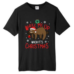 Wake Me Up When ItS Christmas Holiday Sloth Xmas Gift Great Gift Tall Fusion ChromaSoft Performance T-Shirt