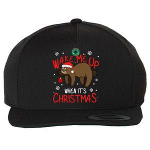 Wake Me Up When ItS Christmas Holiday Sloth Xmas Gift Great Gift Wool Snapback Cap